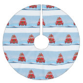 Beagle mit dem Weihnachtsmann im Auto Polyester Weihnachtsbaumdecke (Vorderseite)