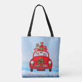 Beagle mit dem Weihnachtsmann im Auto Tasche (Rückseite)