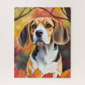 Beagle mit Herbstlauben Kunst im Herbst Puzzle (Vertikal)