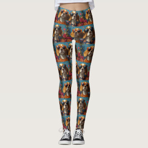 Beagle mit Herz Rosen Valentinstag Leggings