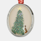 Beagle mit Raccoon im Weihnachtsbaum Ornament Aus Metall (Links)