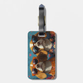 Beagle mit Rose des Herzens Valentinstag Gepäckanhänger (Rückseite vertikal)