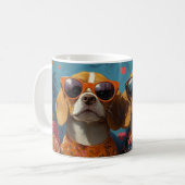 Beagle mit Rose des Herzens Valentinstag Kaffeetasse (Vorderseite Links)