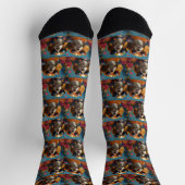 Beagle mit Rose des Herzens Valentinstag Socken (Oben)