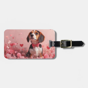 Beagle mit Rose - Valentinstag Gepäckanhänger