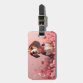 Beagle mit Rose - Valentinstag Gepäckanhänger (Vorderseite vertikal)