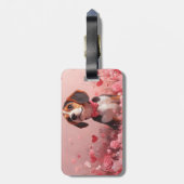 Beagle mit Rose - Valentinstag Gepäckanhänger (Rückseite vertikal)