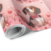 Beagle mit Rose - Valentinstag Geschenkpapier (Rolleneckpunkt)