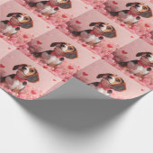 Beagle mit Rose - Valentinstag Geschenkpapier (Ecke)