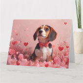 Beagle mit Rose - Valentinstag Karte (Vorderseite)