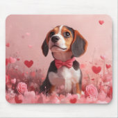 Beagle mit Rose - Valentinstag Mousepad (Vorne)