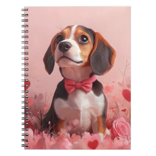 Beagle mit Rose - Valentinstag Notizblock (Vorderseite)