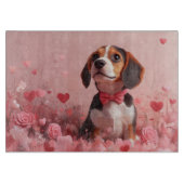 Beagle mit Rose - Valentinstag Schneidebrett (Vorderseite)