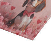 Beagle mit Rose - Valentinstag Schneidebrett (Ecke)