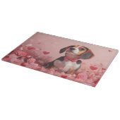 Beagle mit Rose - Valentinstag Schneidebrett (Ecke)