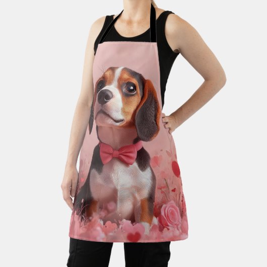 Beagle mit Rose - Valentinstag Schürze (InSitu)