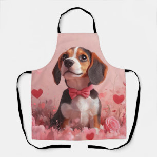 Beagle mit Rose - Valentinstag Schürze