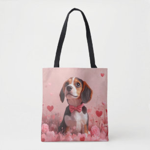 Beagle mit Rose - Valentinstag Tasche