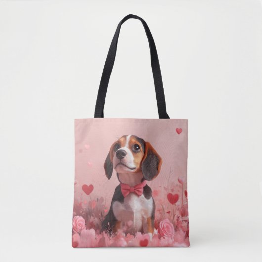 Beagle mit Rose - Valentinstag Tasche (Vorderseite)