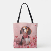 Beagle mit Rose - Valentinstag Tasche (Rückseite)