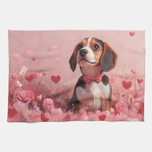 Beagle mit Rosen - Valentinstag Geschirrtuch