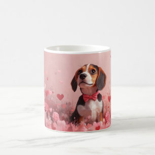 Beagle mit Rosen - Valentinstag Kaffeetasse