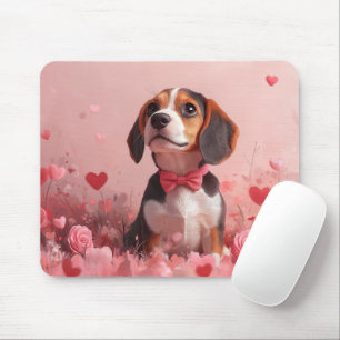 Beagle mit Rosen - Valentinstag Mousepad