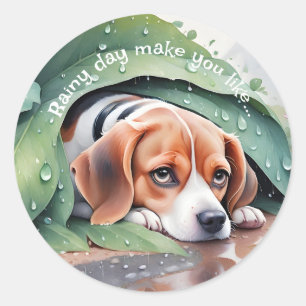 Beagle mit Rückenlehne aus Whimsikraut Runder Aufkleber