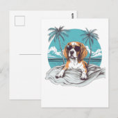 Beagle mit Sonnenbrille am Strand Postkarte (Vorne/Hinten)