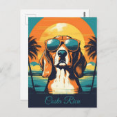 Beagle mit Sonnenbrille an einem tropischen Strand Postkarte (Vorne/Hinten)