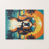 Beagle mit Sonnenbrille an einem tropischen Strand Puzzle (Horizontal)