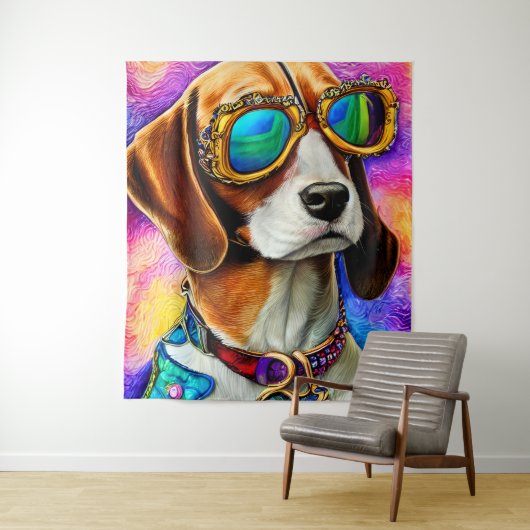 Beagle mit Sonnenbrille Wandteppich (Beispiel)