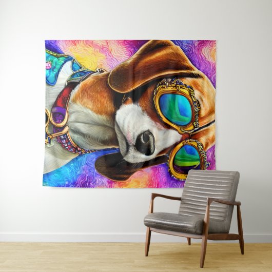Beagle mit Sonnenbrille Wandteppich (Beispiel (Horizontal))