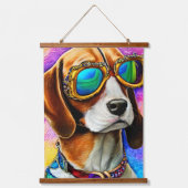 Beagle mit Sonnenbrille Wandteppich Mit Holzrahmen (Vorderseite 2)
