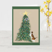Beagle mit Waschbär im Weihnachtsbaum Karte (Gelbe Blume)