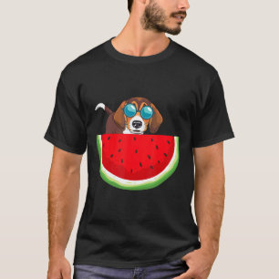 Beagle mit Watermelon Frauen Männer Hund T-Shirt