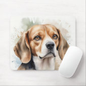 Beagle mit weichem Wasser Portrait mit Flüssigkeit Mousepad (Mit Mouse)