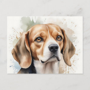 Beagle mit weichem Wasser Portrait mit Flüssigkeit Postkarte
