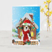 Beagle mit Weihnachtsgeschenke Karte (Gelbe Blume)