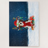 Beagle mit Weihnachtsgeschenke Puzzle (Vertikal)