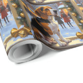 Beagle mit Weihnachtslichtern Urlaub Geschenkpapier (Rolleneckpunkt)