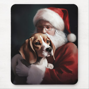 Beagle mit Weihnachtsmann Festive Weihnachten Mousepad