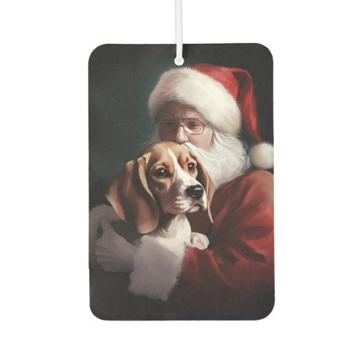 Beagle mit Weihnachtsmann Weihnachten Autolufterfrischer (Vorderseite)