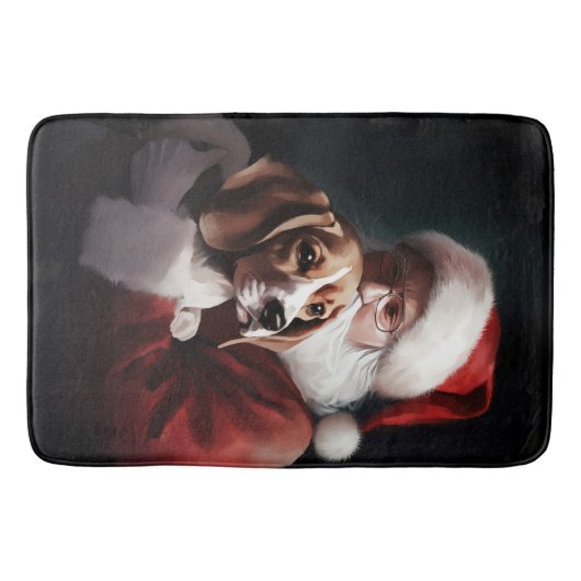 Beagle mit Weihnachtsmann Weihnachten Badematte (Vorderseite)