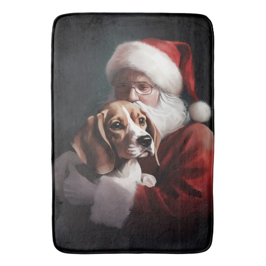 Beagle mit Weihnachtsmann Weihnachten Badematte (Vorderseite Vertikal)