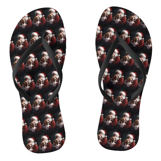 Beagle mit Weihnachtsmann Weihnachten Badesandalen (Fußbett)
