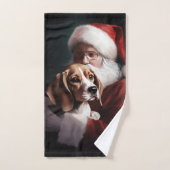 Beagle mit Weihnachtsmann Weihnachten Badhandtuch Set (Handtuch)