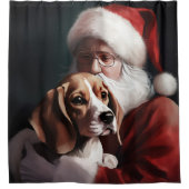 Beagle mit Weihnachtsmann Weihnachten Duschvorhang (Vorderseite)