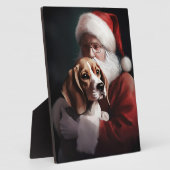 Beagle mit Weihnachtsmann Weihnachten Fotoplatte (Seite)