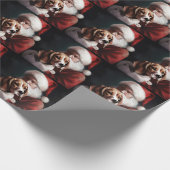Beagle mit Weihnachtsmann Weihnachten Geschenkpapier (Ecke)